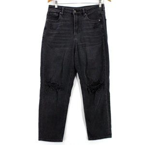 American Eagle Jeans Womens Black Faded Distressed Mom Straight Jeans Size 8